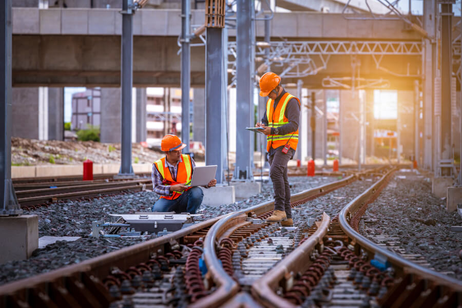 workers on train track